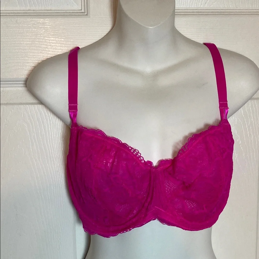 Dobreva Sexy Pink Lace Underwire Bra Size 36E Adjustable Strap